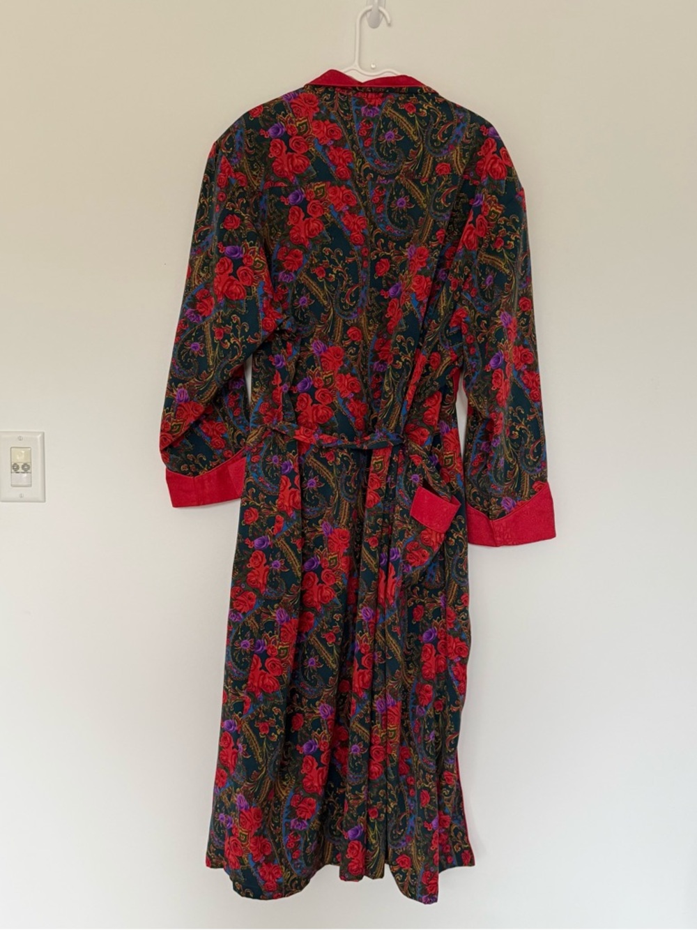 Vintage Gold Label -Victoria's Secret Floral Satin Robe Dressing Gown Red Size L - Picture 5 of 11